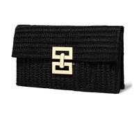 G4ZS5Z0G1 Straw Clutch Purse Crossbody Bag for Women Designer Evening Handbag Casual Summer Beach Straw Shoulder Bag(Black-no Chain)