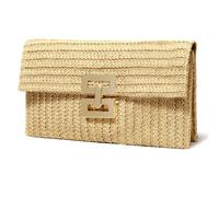 G4ZS5Z0G1 Straw Clutch Purse Crossbody Bag for Women Designer Evening Handbag Casual Summer Beach Straw Shoulder Bag(Khaki2-no Chain)