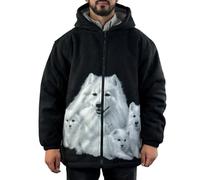 G5 APPAREL Adults Unisex Animal Print Sherpa Fleece Jacket - Wolf Dog Hooded Zip Coat