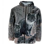 G5 APPAREL Adults Unisex Animal Print Sherpa Fleece Jacket - Wolf Dog Hooded Zip Coat