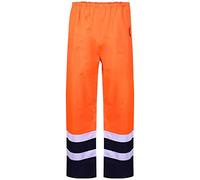 G5 APPAREL Hi Vis Viz Visibility Work Wear Safety Over Trousers Waterproof Pants (L, 2Tone - Orange/Navy)