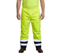 G5 APPAREL Hi Vis Viz Visibility Work Wear Safety Over Trousers Waterproof Pants (XL, 2Tone - Yellow/Navy)