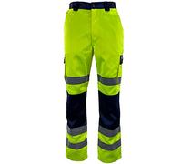 G5 APPAREL High Visibility Polycotton Cargo Combat Hi Vis Work Trousers (Yellow/Navy, 5XL, 5X_l)