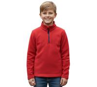 G5 APPAREL Kids Unisex Fleece 1/4 Zip High Neck Pullover Jumper with Chin Guard & Contrast Zip - Soft Warm 100% Polyester Sweatshirt Red