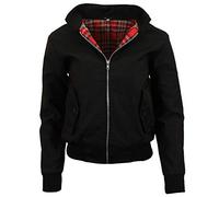 G5 APPAREL Ladies Classic Vintage Scooter Harrington Bomber Jacket | Tartan Lined | Biker Black