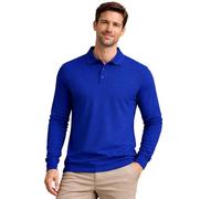 G5 APPAREL Men’s Long Sleeve Cotton Polo Shirt - Classic Regular Fit Polo with Ribbed Collar & Cuffs, 3 Button Placket Royal Blue