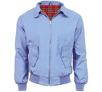 G5 APPAREL Mens Classic Vintage Scooter Harrington Bomber Jacket | Tartan Lined | Biker (M, Sky Blue)
