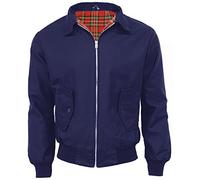 G5 APPAREL Mens Classic Vintage Scooter Harrington Bomber Jacket | Tartan Lined | Biker (S, Navy)