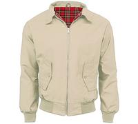 G5 APPAREL Mens Classic Vintage Scooter Harrington Bomber Jacket | Tartan Lined | Biker (XL, Beige)