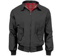 G5 APPAREL Mens Classic Vintage Scooter Harrington Bomber Jacket | Tartan Lined | Biker (XL, Charcoal)