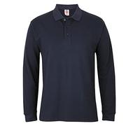 G5 APPAREL Mens Plain Long Sleeve Button Down Classic Cotton Polo Shirt Navy