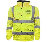 G5 APPAREL Personalised Hi Vis Safety Security Waterproof Padded Workwear Bomber Jacket - Print Your Text/Logo (L, Yellow)