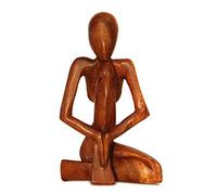 G6 Collection 12" Abstract Sculpture Wooden Handmade Handcrafted Art - Praying Man - Statue Home Decor Decorative Figurine Accent Decoration Gift Hand Carved Yoga Praying Man