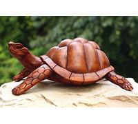 G6 Collection 12" Large Wooden Tortoise Turtle Statue Hand Carved Sculpture Wood Decorative Home Decor Accent Figurine Handcrafted Handmade Rustic Seaside Tropical Nautical Ocean Coastal Decoration