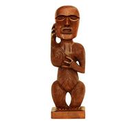 G6 Collection 12" Wooden Handmade Primitive Bald Head Tribal Statue Sculpture Tiki Bar Handcrafted Unique Gift Art Decorative Home Decor Accent Figurine Wood Decoration Artwork Hand Carved Bald Head