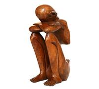 G6 Collection Wooden Abstract Statue Resting Man Empty Body Figurine, 12 in | Handmade Indonesian Suar Wood, Artisan Hand-Carved Sculpture, Art Thinker Decor for Bookshelf, Office, Mantel