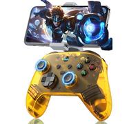 G6 PC Controller Wireless Gaming Controllers with Phone Holder,Bluetooth Controller for PC/Android,Electromagnetic Joysticks & Trigger/Macro Programming Back Button,400mAh,5 Connection Modes (Yellow)