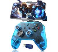 G6 PC Controller Wireless Gaming Controllers with Phone Holder+USB Receiver,Bluetooth Controller,Electromagnetic Joysticks&Trigger/Macro Programming Back Key/Dual Vibration Motors,PC/Android (Blue)