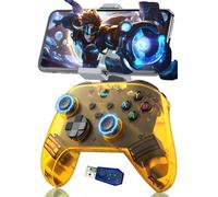 G6 PC Controller Wireless Gaming Controllers with Phone Holder+USB Receiver,Bluetooth Controller,Electromagnetic Joysticks&Trigger/Macro Programming Back Key/Dual Vibration Motors,PC/Android (Yellow)
