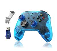 G6 Wireless Game Controller with BT 5.3, Six Axis Body Sensation, 400mAh with Hall 3D, Ergonomic Gaming Controller Joystick Gamepad for Anti Slip Texture, 20H Playtime (blue-holder+receiver)