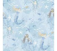 G78388 - Tiny Tots 2 Mermaids Blues Purple Glitter Galerie Wallpaper