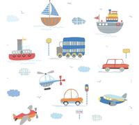 G78415 - Tiny Tots 2 Transportation Blue Orange Red Galerie Wallpaper