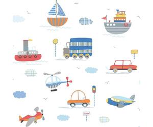G78415 - Tiny Tots 2 Transportation Blue Orange Red Galerie Wallpaper