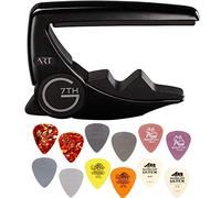 G7th Performance 3 ART Capo - 6 String, Satin Black - Bundled with Dunlop Variety Pick Pack