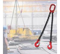 G80 Alloy Steel Chain Sling - Strong Load-Bearing Double Sling with Locking Hooks, 2-Way for Cargo Towing & Handling, 8 Ton Capacity, Durable & Reliable Heavy Duty Tool