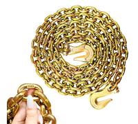 G80 Binder Chain 5/16" x 10 ft w/ G70 Clevis Grab Hooks, 4900 lbs Working Load Limit, Grade 80 Alloy Steel Tie Down Chain for Truck, Trailer, Towing, Logging & Binding Applications