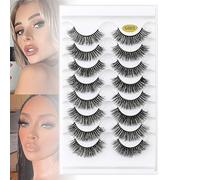 G880-G889 Fluffy Wispy Natural False Eyelashes(8 Pairs), Russian Strip Fake Lashes D Curl, 3D Effect - Reusable, Naturally Thick Eyelashes,G883