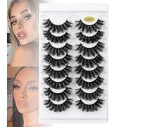 G880-G889 Fluffy Wispy Natural False Eyelashes(8 Pairs), Russian Strip Fake Lashes D Curl, 3D Effect - Reusable, Naturally Thick Eyelashes,G889