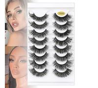 G880-G889 Fluffy Wispy Natural False Eyelashes(8 Pairs), Russian Strip Fake Lashes D Curl, 3D Effect - Reusable, Naturally Thick Eyelashes,G880
