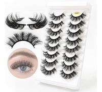 G880-G889 Russian Strip Fake Lashes D Curl(8 Pairs), 3D Effect - Reusable, Fluffy Wispy Natural False Eyelashes, Naturally Thick Eyelashes,G881