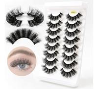 G880-G889 Russian Strip Fake Lashes D Curl(8 Pairs), 3D Effect - Reusable, Fluffy Wispy Natural False Eyelashes, Naturally Thick Eyelashes,G887