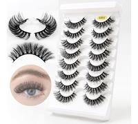 G880-G889 Russian Strip Fake Lashes D Curl(8 Pairs), 3D Effect - Reusable, Fluffy Wispy Natural False Eyelashes, Naturally Thick Eyelashes,G884