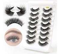 G880-G889 Russian Strip Fake Lashes D Curl(8 Pairs), 3D Effect - Reusable, Fluffy Wispy Natural False Eyelashes, Naturally Thick Eyelashes,G888