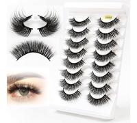 G880-G889 Russian Strip Fake Lashes D Curl(8 Pairs), 3D Effect - Reusable, Wispy Natural False, Naturally Thick,G883[,G888]