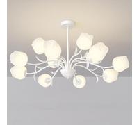 G9 cream wind rose flower chandelier, simple living room main light, modern bedroom small fresh chandelier, dining room light,Cream,12 heads