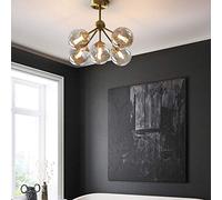G9 Creative Full Copper Magic Bean Ceiling Light, Artistic Chandelier,Modern Minimalist Lamps,For Bedroom Master Study Dining Room-Copper-colored and smoke-grey glass 5