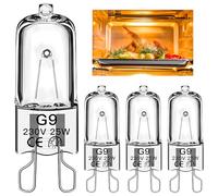 G9 Halogen Bulb, 230v 25w Oven Light Bulb for Zanussi ZOB/Zoe Beko,Smeg SF/SFP/SO,KitchenAid KO/KOS,AGA/Classic Wax Burner Light Melt 350lm Toleran 500 Degree C Heat 4 Pack [Energy Class G]