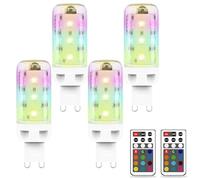 G9 LED Bulbs Colour Changing Light Bulb with Remote Control, 2.5W Dimmable RGB Light Bulb, G9 LED Bulbs Cool White 6000K + 12 Color, Ideal for Home Mood Lighting, Bar, Party Decoration, 4 Pack