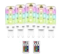 G9 LED Bulbs Colour Changing Light Bulb with Remote Control, 2.5W Dimmable RGB Light Bulb, G9 LED Bulbs Cool White 6000K + 12 Color, Ideal for Home Mood Lighting, Bar, Party Decoration, 5 Pack