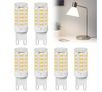 G9 LED Bulbs Warm White 5W 2700K Equivalent to 35W Halogen No Flicker Not Dimmable for Lighting Decor Chandelier Ceiling Lights Wall Light Crystal Lamp Fan Energy Saving Ceramic Light Bulb Pack of 6