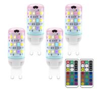 G9 LED Colour Changing Bulbs, 2W G9 RGB Bulb, LED Bulbs Dimmable 12 Color+Warm White 3000K+Cool White 6000K, Energy Saving Remote Control Light Bulb For Home Mood Lighting, Bar, Party Decor, 4-Pack
