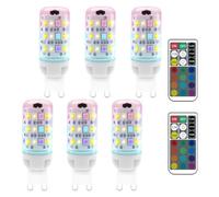G9 LED Colour Changing Bulbs, 2W G9 RGB Bulb, LED Bulbs Dimmable 12 Color+Warm White 3000K+Cool White 6000K, Energy Saving Remote Control Light Bulb For Home Mood Lighting, Bar, Party Decor, 6-Pack