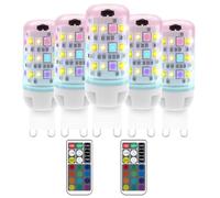 G9 LED Colour Changing Bulbs, 2W G9 RGB Bulb, LED Bulbs Dimmable 12 Color+Warm White 3000K+Cool White 6000K, Energy Saving Remote Control Light Bulb For Home Mood Lighting, Bar, Party Decor, 5-Pack