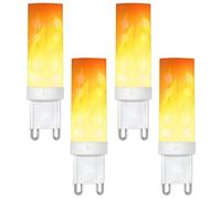 G9 LED Flame Lamp LED Light Bulb 0.5W PC Ceramic Paint 10Lm 362835 SMD AC 220-240V 1300-1700K 360 Degree [Energy Class A] 4Pack