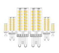 G9 LED Light Bulbs 9W, 750LM, Cool White 6000K, Equivalent to 50W-80W G9 Halogen Bulbs, G9 Socket, No Flicker, Non-Dimmable for Chandelier, Ceiling Lights, Wall Light Fittings, AC 220-240V, 6 Pack