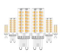 G9 LED Light Bulbs 9W, 750LM, Warm White 3000K, Equivalent to 50W-80W G9 Halogen Bulbs, G9 Socket, No Flicker, Non-Dimmable for Chandelier, Ceiling Lights, Wall Light Fittings, AC 220-240V, 6 Pack
